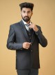 Designer Imported Fabric Suit In Grey Color